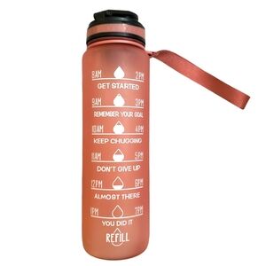 Motivational Water Bottles Pink Rose 32oz Time Marked with Grip Flip Top‎